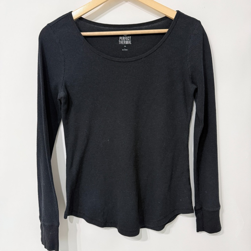 So Perfect Thermal‎ Long Sleeve Shirt Womens Large Black Base Layer